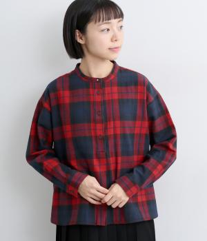 コットンフランネルポストマンシャツ(アカチェック-F)