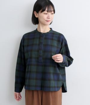 コットンフランネルポストマンシャツ(グリーンチェック-F)