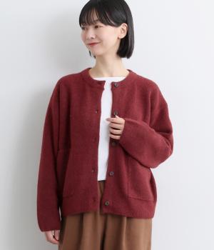 マーセライズウールワイドポケットカーディガン(ボルドー-F)