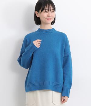 ラムウール　ガンジーセーター(ブルー-F)