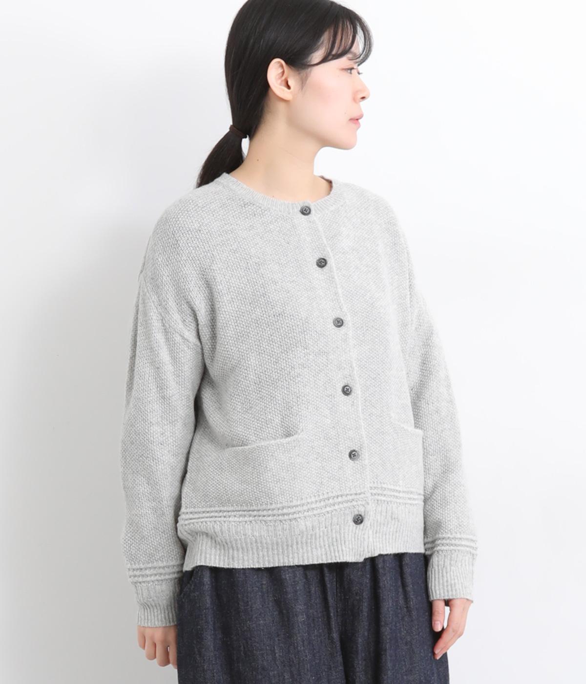 ラムウール　ポケット付きカーディガン(オートミール-F)