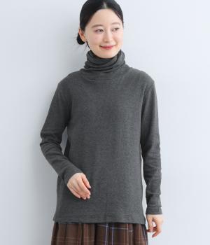 ソフトタッチ接結天竺ねじりタートルTシャツ(杢チャコール-M)