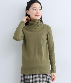 ソフトタッチ接結天竺ねじりタートルTシャツ(カーキ-M)