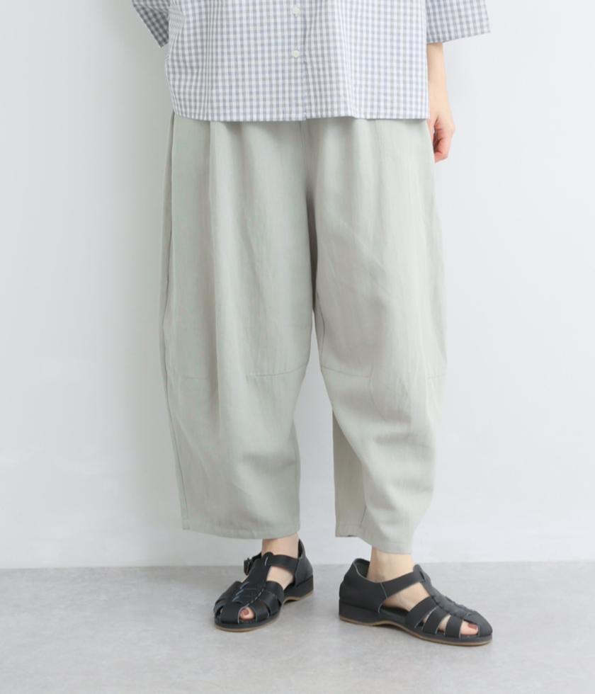 コットンリネンぷっくりコクーン9分丈パンツ