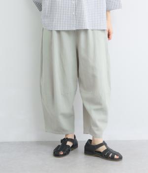 コットンリネンぷっくりコクーン9分丈パンツ