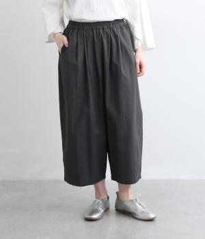 ソフトコットン　8分丈ワイドパンツ(グレイッシュネイビー-M)
