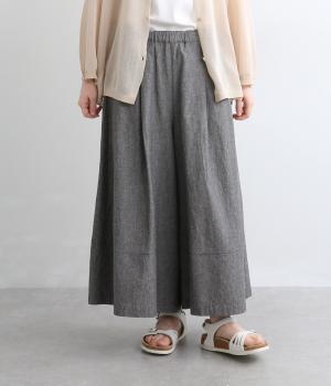 コットンアルバトロス　ウエストゴム8分丈ワイドパンツ