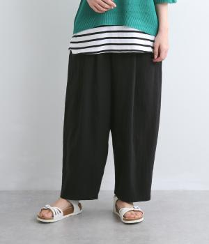 コットンアルバトロス　ウエストゴムタックバルーンパンツ(ブラック-M)