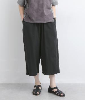 ソフトコットン　7分丈パンツ(ブラック-M)