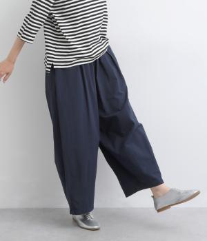 ソフトコットン　ビッグバルーンパンツ(ネイビー-M)