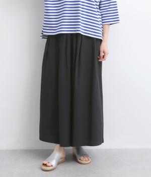 ソフトコットン　タックワイドパンツ(ブラック-M)