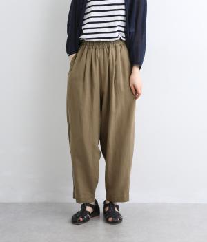 コットンリネンツイルバレルパンツ(ベージュ-M)