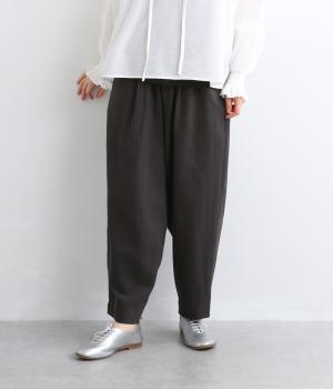 コットンリネンツイルバレルパンツ(チャコール-M)