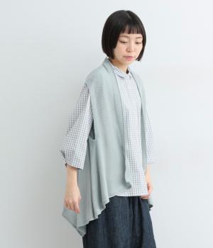 リネンライクショールカラー変形ジレ