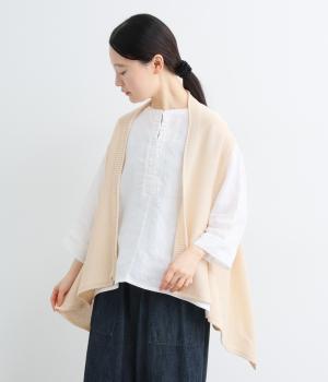 リネンライクショールカラー変形ジレ(ベージュ-M)