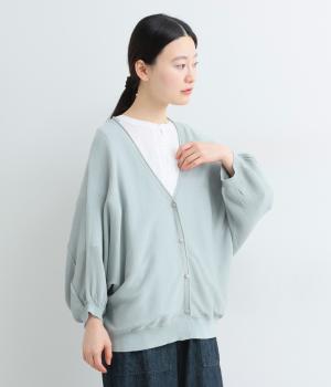 リネンライクニット8分袖ワイドカーディガン