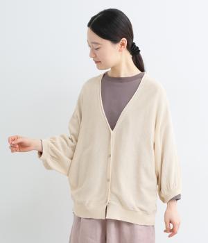 リネンライクニット8分袖ワイドカーディガン(ベージュ-M)