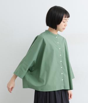 ポプリン襟付き7分袖ビックシャツ