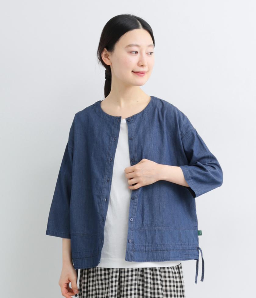 ライトオンスデニムドロストブラウス