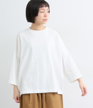 ヘビー天竺コクーンワイド8分袖Tシャツ(オフ-M)