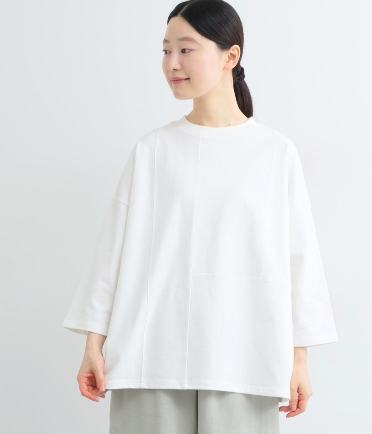 ヘビー天竺切替ワイド7分袖Tシャツ(オフ-M)