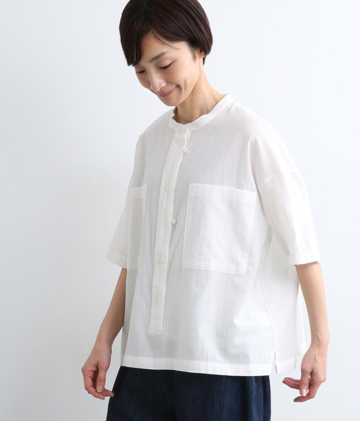 シアーポプリン　ビッグポケットブラウス(オフ-M)