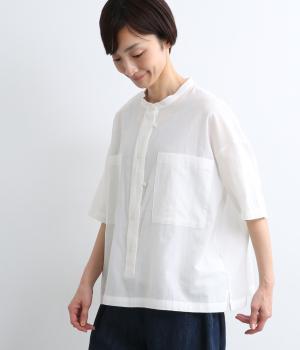 シアーポプリン　ビッグポケットブラウス(オフ-M)