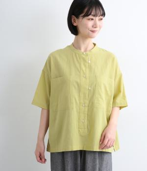 シアーポプリン　ビッグポケットブラウス(イエローグリーン-M)