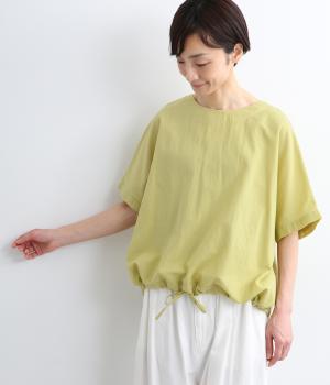 シアーポプリン　ドロストワイドブラウス