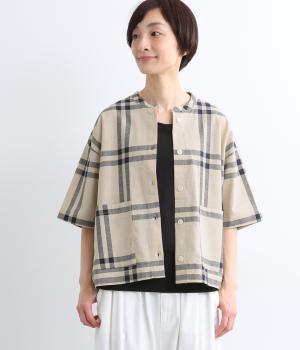 コットンリネンチェック　ワイドシャツジャケット