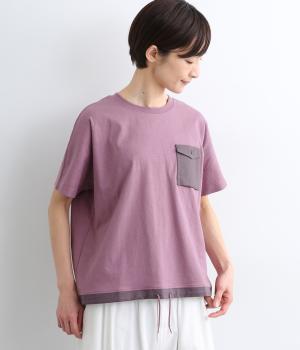 リサイクルコットン　ドロストポケット付きTシャツ(パープル-M)