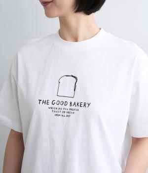 リサイクルコットン　パン刺繍ワイドTシャツ(オフ-M)