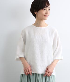 リネンバックタックワイドブラウス(オフホワイト-M)