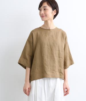 リネンバックタックワイドブラウス(ブロンズ-M)