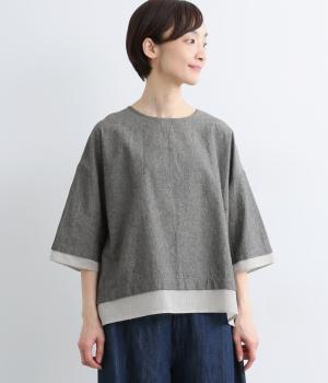 コットンアルバトロス　異素材切替ブラウス(シャンブレー-M)