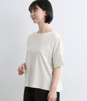 コットン強撚スムースワイドTシャツ(ライトベージュ-M)