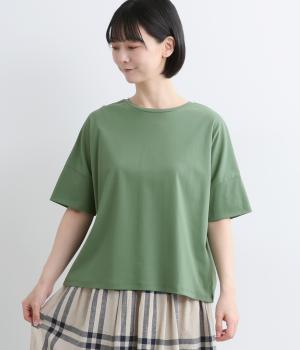 コットン強撚スムースワイドTシャツ(グリーン-M)