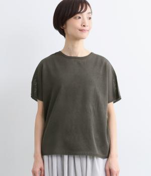 リネンライク　フロントボタン2wayカーディガン(チャコール-M)