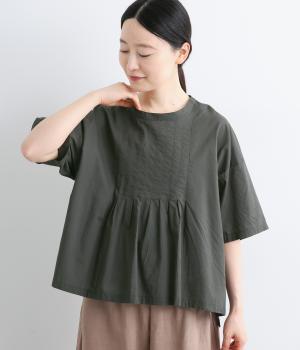 コットンボイル　フロントタックブラウス(スミクロ-M)