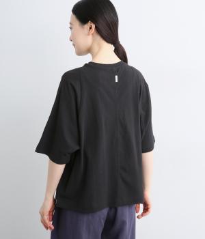 接触冷感天竺　リラックスTシャツ(ブラック-M)