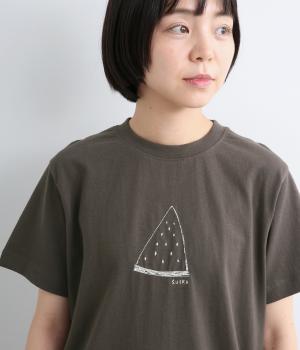 ラフィ天竺　フルーツ柄刺しゅうTシャツ(スミクロ-M)