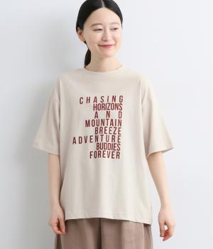 ラフィ天竺　ロゴプリントTシャツ(アイボリー-M)