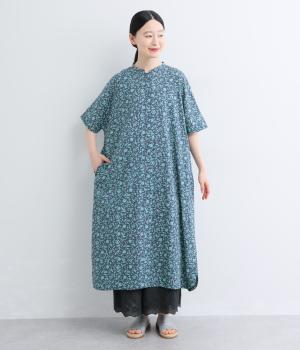 コットンボイル　バンドカラーワンピース(ブループリント-M)