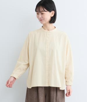 ソフトポプリン 多ボタン使いボリューム袖ブラウス(キナリ-M)
