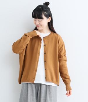 コットンニット ショートワイドカーディガン(キャメル-M)