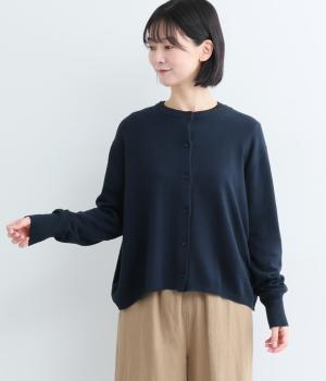 コットンニット ショートワイドカーディガン(ネイビー-M)