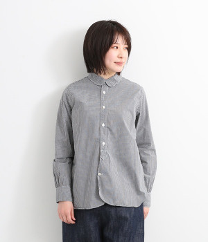 タイプライターラウンドカラーシャツ(スモールブラックギンガム-ONESIZE)