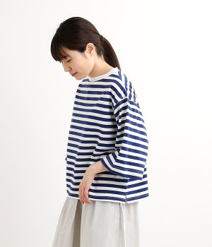 ワイド袖BigT(ホワイト×ブルー-ONESIZE)