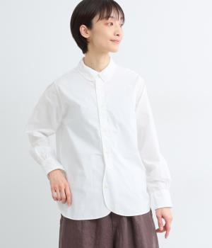 タイプライター　ラウンドヘム丸襟長袖シャツ(オフホワイト-F)
