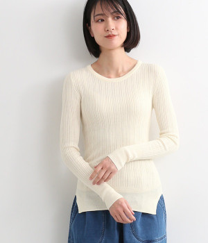 ランダムテレコ　クルーネックプルオーバー(アイボリー-ONESIZE)